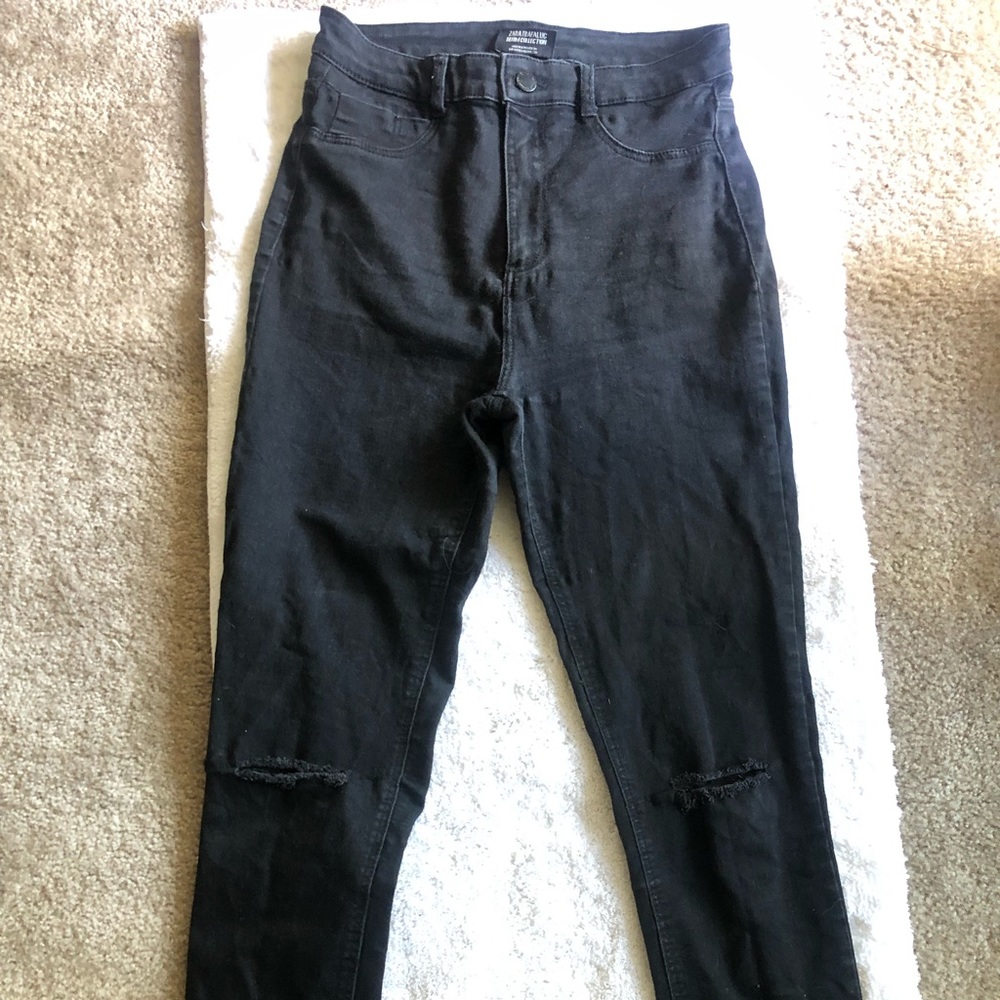 Zara high waist knee tip skinny jeans